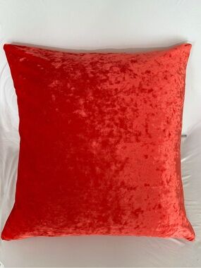 Designer Orangy Red Parisian Velvet Decorative Throw Pillow 20”x20”